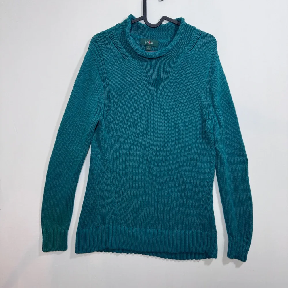 J. Crew Factory Teal Cowl Neck Sweater - Picture 2 of 11